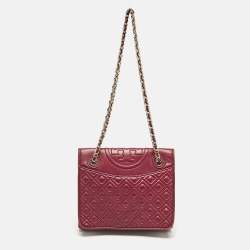 Tory Burch Burgundy Leather Fleming Shoulder Bag