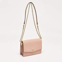 Tory Burch Peach Leather Mini Robinson Shoulder Bag