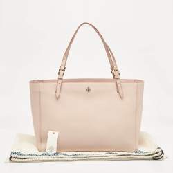 Pre Owned Tory Burch Pink Leather Large York Buckle Tote