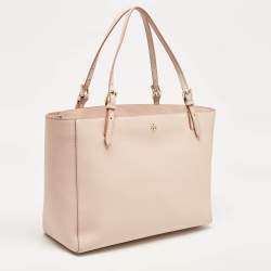 Pre Owned Tory Burch Pink Leather Large York Buckle Tote