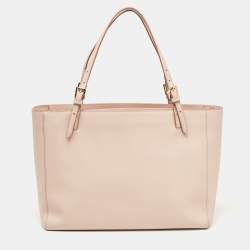 Pre Owned Tory Burch Pink Leather Large York Buckle Tote