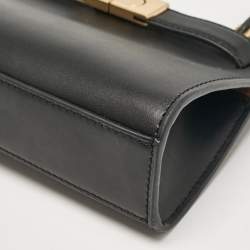 Pre Owned Tory Burch Black Leather Petite Lee Radziwill Top Handle Bag