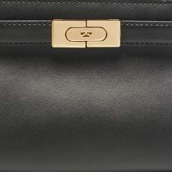 Pre Owned Tory Burch Black Leather Petite Lee Radziwill Top Handle Bag