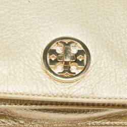 Tory Burch Gold Leather Adalyn Chain Clutch