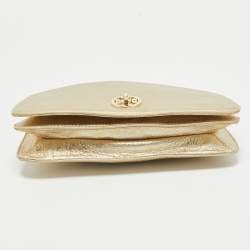 Tory Burch Gold Leather Adalyn Chain Clutch