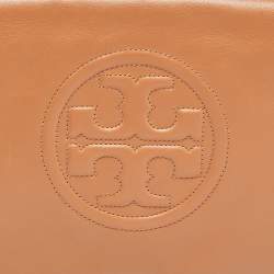 Tory Burch Brown Leather Reva Chain Clutch