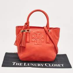 Pre Owned Tory Burch Red Leather Thea Bucket Shoulder Bag