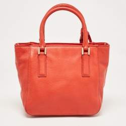 Pre Owned Tory Burch Red Leather Thea Bucket Shoulder Bag