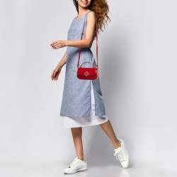 Pre Owned Tory Burch Red Leather Thea Bucket Shoulder Bag