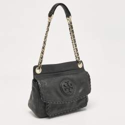 Tory Burch Black Leather Slouchy Marion Tote