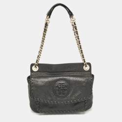 Tory Burch Black Leather Slouchy Marion Tote