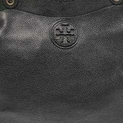Pre Owned Tory Burch Black Leather Slouchy Marion Tote