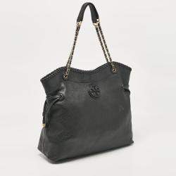 Pre Owned Tory Burch Black Leather Slouchy Marion Tote