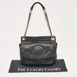 Tory Burch Black Leather Marion Shoulder Bag