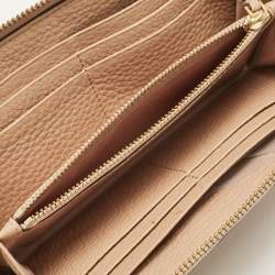 Pre Owned Tory Burch Beige Leather McGraw Zip Continental Wallet