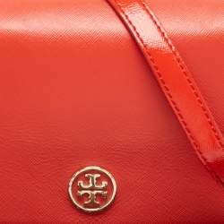 Tory Burch Orange Patent and Leather Mini Robinson Crossbody Bag