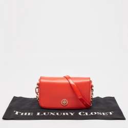 Tory Burch Orange Patent and Leather Mini Robinson Crossbody Bag