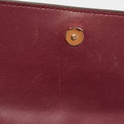 Pre Owned Tory Burch Burgundy Leather Small Fleming Crossbody Bag