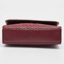 Pre Owned Tory Burch Burgundy Leather Small Fleming Crossbody Bag