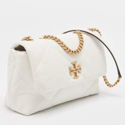 Pre Owned Tory Burch White Quilted Leather Kira Shoulder Bag