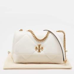 Pre Owned Tory Burch White Quilted Leather Kira Shoulder Bag