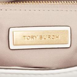 Pre Owned Tory Burch White Quilted Leather Kira Shoulder Bag