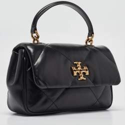 Tory Burch Black Quilted Leather Kira Top Handle Bag