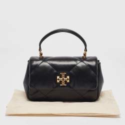 Tory Burch Black Quilted Leather Kira Top Handle Bag