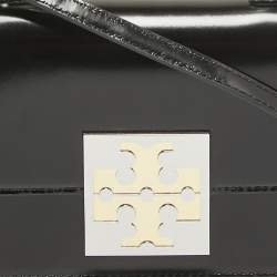 Pre Owned Tory Burch Black Glossy Leather Mini Bon Bon Top Handle Bag