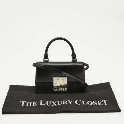Pre Owned Tory Burch Black Glossy Leather Mini Bon Bon Top Handle Bag