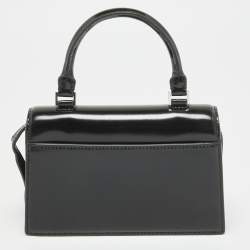 Pre Owned Tory Burch Black Glossy Leather Mini Bon Bon Top Handle Bag