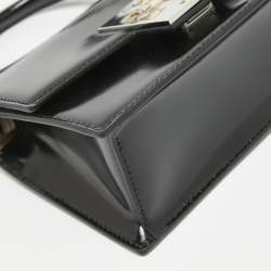 Pre Owned Tory Burch Black Glossy Leather Mini Bon Bon Top Handle Bag