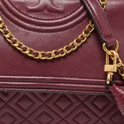 Tory Burch Burgundy Leather Small Fleming Shoulder Bag