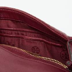 Tory Burch Burgundy Leather Small Fleming Shoulder Bag