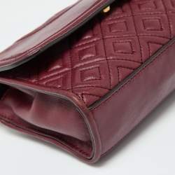 Tory Burch Burgundy Leather Small Fleming Shoulder Bag