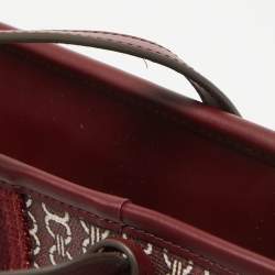 Pre Owned Tory Burch Burgundy Coated Canvas and Leather Gemini Link Top Zip Tote