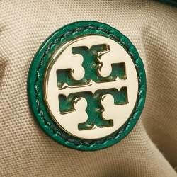 Pre Owned Tory Burch Green Leather Dena Fold Over Crossbody Bag