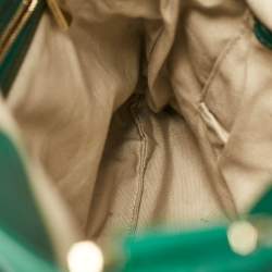 Pre Owned Tory Burch Green Leather Dena Fold Over Crossbody Bag