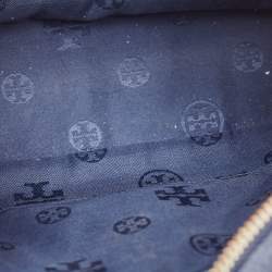 Pre Owned Tory Burch Navy Blue Leather Camera Tassel Crossbody Bag