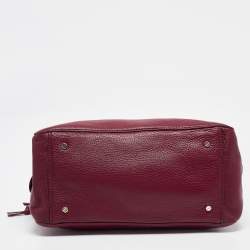 Tory Burch Burgundy Leather Thea Triple Zip Satchel