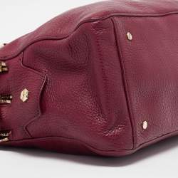 Tory Burch Burgundy Leather Thea Triple Zip Satchel