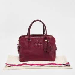 Tory Burch Burgundy Leather Thea Triple Zip Satchel