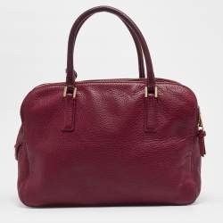 Tory Burch Burgundy Leather Thea Triple Zip Satchel