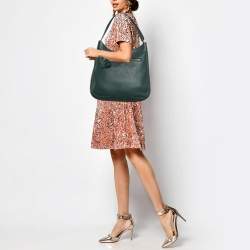 Pre Owned Tory Burch Dark Green Robinson Tassel Hobo