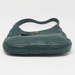 Pre Owned Tory Burch Dark Green Robinson Tassel Hobo