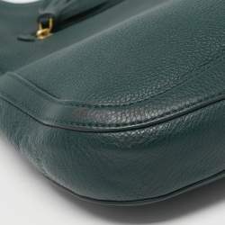 Pre Owned Tory Burch Dark Green Robinson Tassel Hobo
