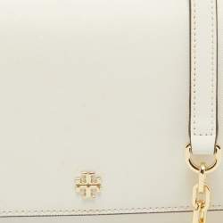 Tory Burch White Leather Emerson Wallet On Chain