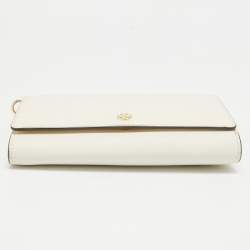 Tory Burch White Leather Emerson Wallet On Chain