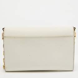 Tory Burch White Leather Emerson Wallet On Chain