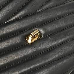 Pre Owned Tory Burch Black Chevron Leather Kira Top Handle Bag